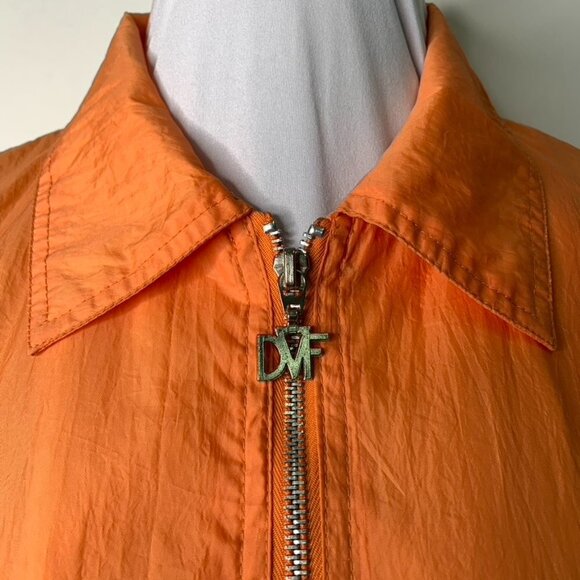 Diane von Furstenberg The Color Authority Orange 100% Nylon Lightweight Jacket M - Picture 3 of 16
